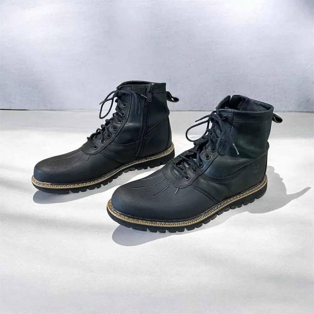 Timberland Mens Britton Hill Side Zip/Lace Rubber Toe Duck Boots Leather Size 10